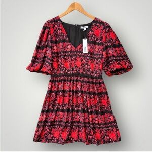 Floral Black and Red Dress